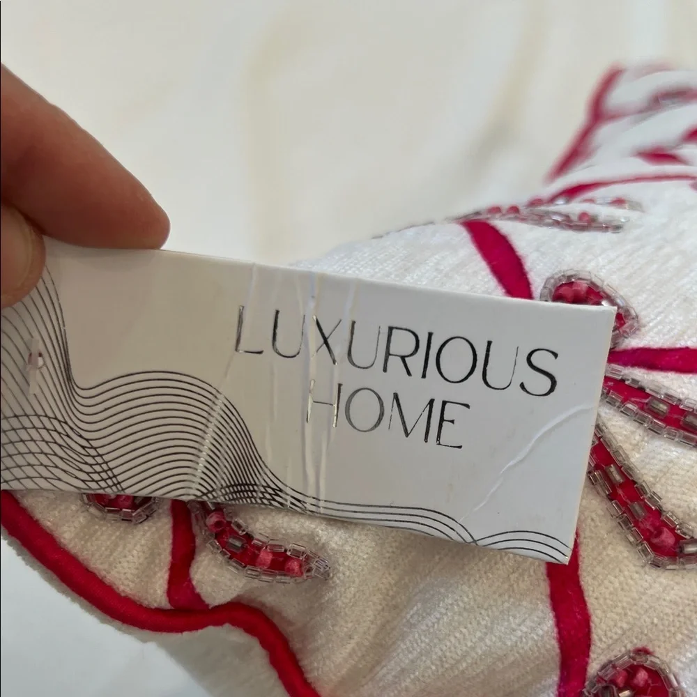 Festive Red and White Bow Holiday Pillow
